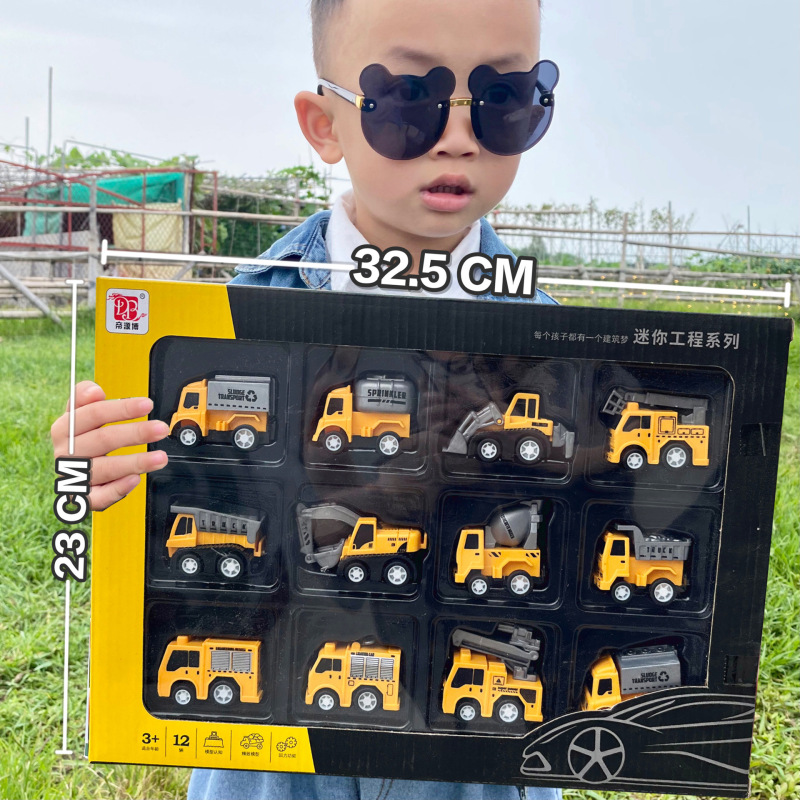 Wholesale night market stall children's simulation engineering vehicle fire truck racing excavator car boy toy gift box