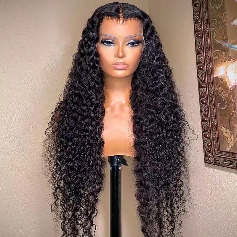 2022 front lace wig European and American style wig women's long curly wig small curly lace chemical fiber wig in stock