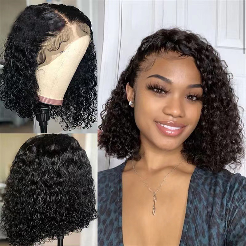 Amazon new African wig women's short curly wig head cover European and American small curly chemical fiber full top wig in stock