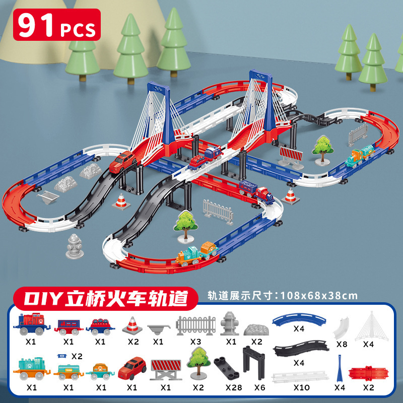 Electric rail car children's educational variety train assembled track toy gift box organization gift supermarket