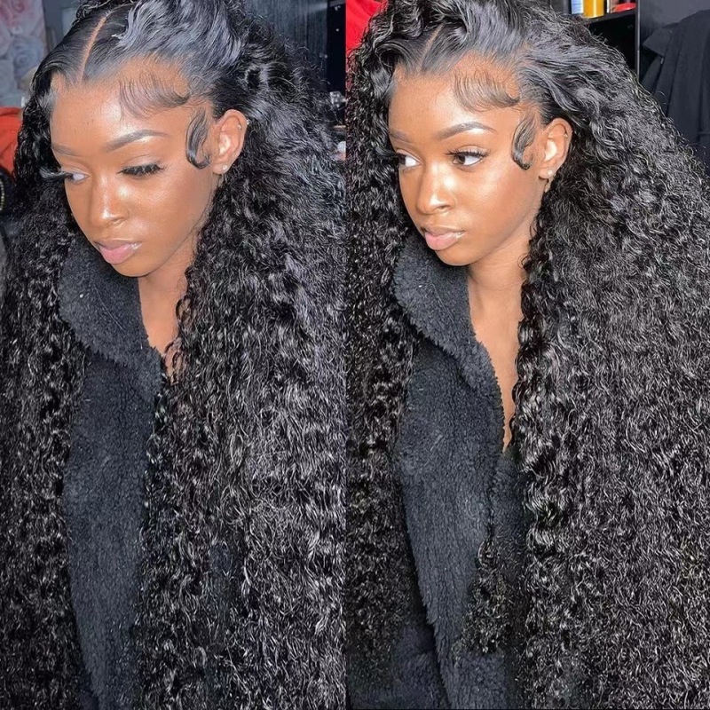 Front lace wig 2023 AliExpress new wig long curly African small volume wig sheath factory in stock