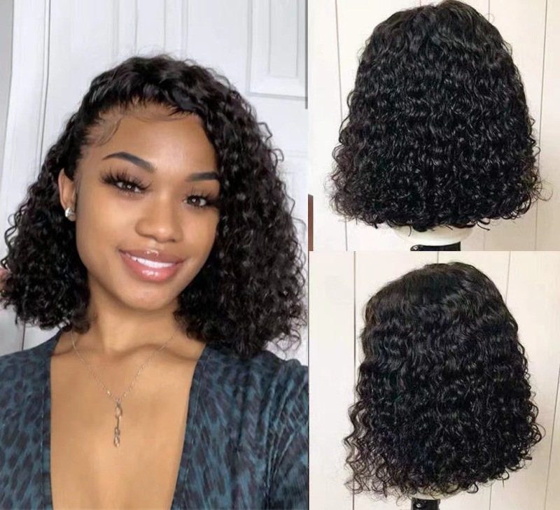 European and American style wig women's medium curly wig small curly short hair high-temperature fiber chemical fiber wig wig head cover in stock