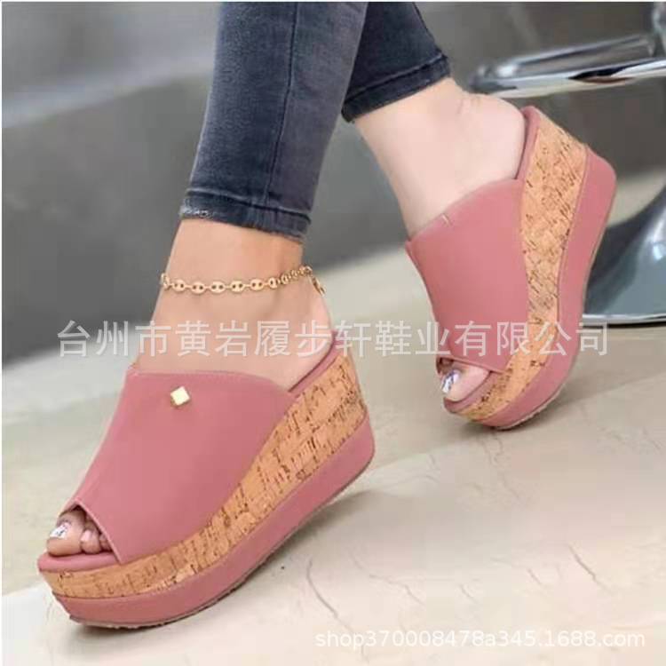 FS082 Amazon Independent Station AliExpress Europe and America Cross border New Foreign Trade Women's Shoes Slope Heel Thick Sole Women's Slippers