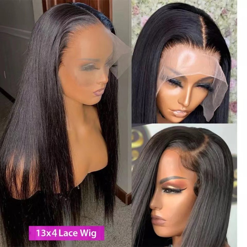 lace wig European and American ladies long straight hair fiberglass straight 13*4 frontal lace wigs