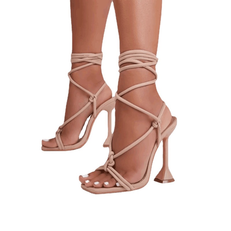 FS178 New Foreign Trade Women's Shoes Summer Roman Style Herringbone Toe Clip Toe Ankle Strap High Heel Sandals Cross border for Women