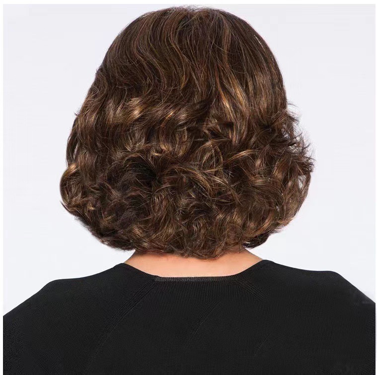 European and American Foreign trade wig African women's brown women's short hair short curly fluffy hair wig chemical fiber hair factory in stock