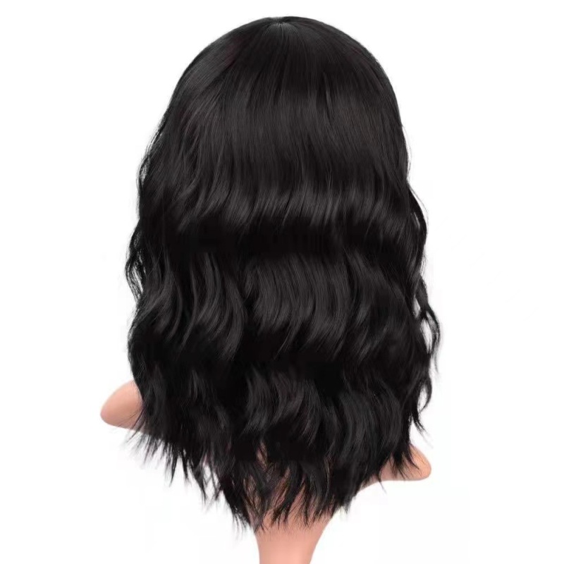 European and American new wig women's short hair curly hair small wave hairstyle air bangs high-temperature fiber chemical fiber wig sheath