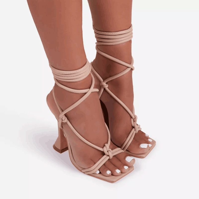FS178 New Foreign Trade Women's Shoes Summer Roman Style Herringbone Toe Clip Toe Ankle Strap High Heel Sandals Cross border for Women