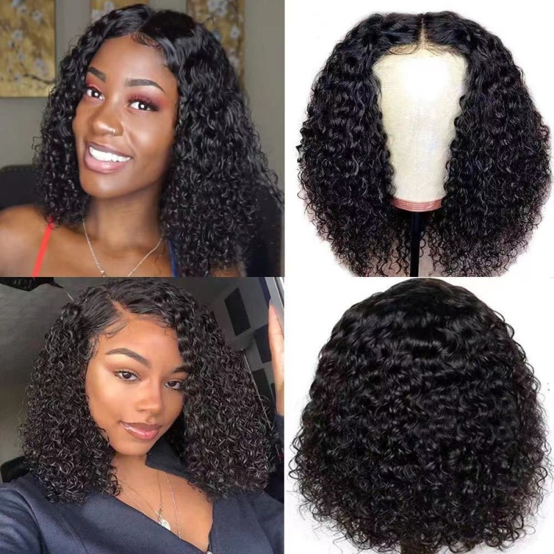 Amazon new European and American style wig African women's black medium and small roll Afro chemical fiber high-temperature fiber wig sheath