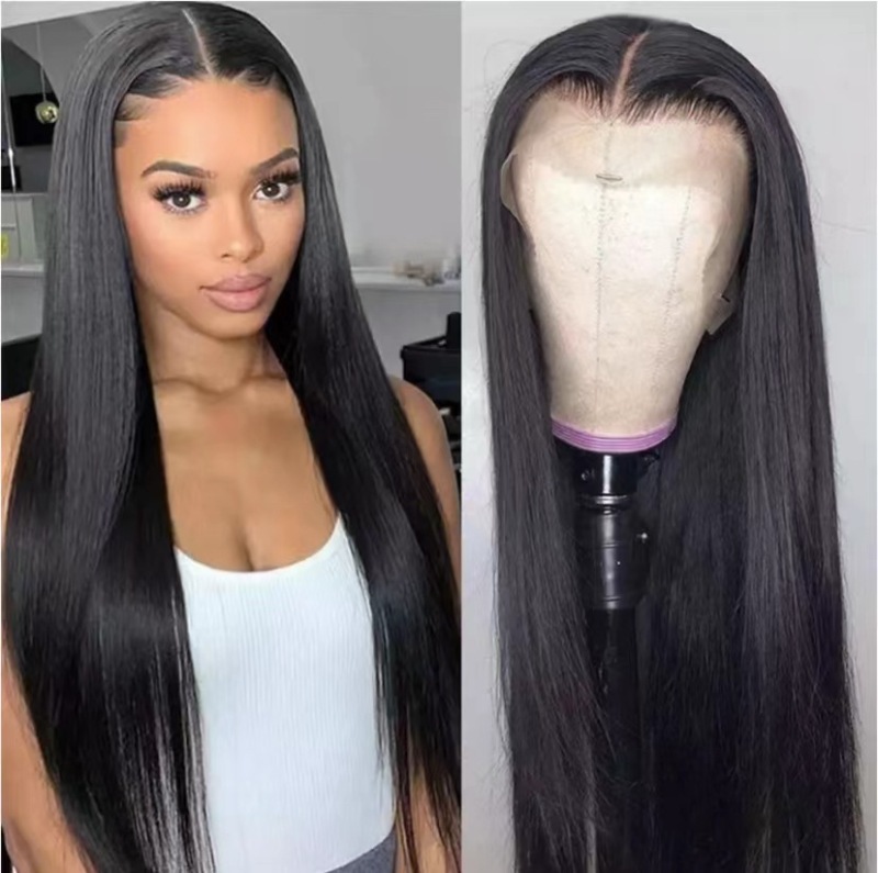 AliExpress new front lace wig best seller in Europe and America long straight hair lace headgear factory spot one piece dropshipping
