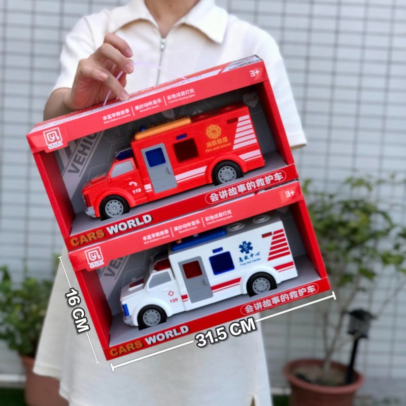 Wholesale drop-resistant simulation large inertial engineering vehicle fire truck with early education Music children and boys training gifts