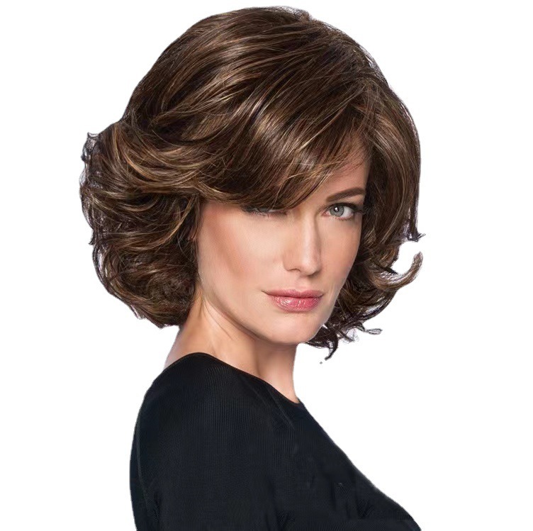 European and American Foreign trade wig African women's brown women's short hair short curly fluffy hair wig chemical fiber hair factory in stock