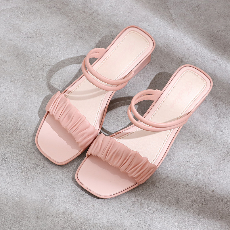 FS186 Spring/Summer One Step Lazy Half Slippers Sandals, European and American High Heels, External Wearing Sandals, New Ladies' Casual Sandals and Slippers