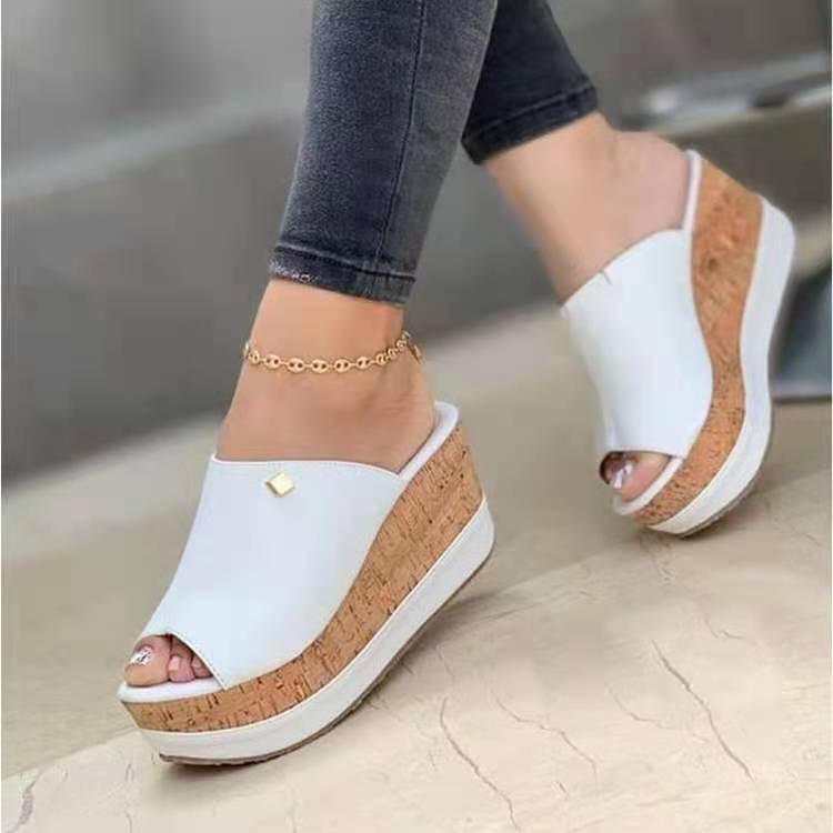 FS082 Amazon Independent Station AliExpress Europe and America Cross border New Foreign Trade Women's Shoes Slope Heel Thick Sole Women's Slippers