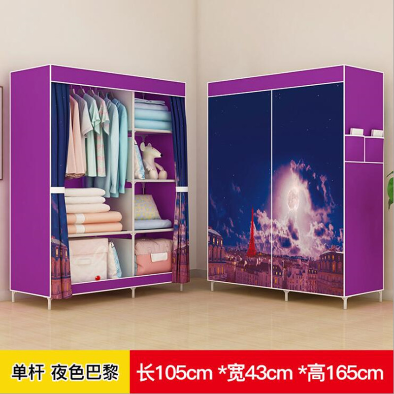 Simple wardrobe cloth wardrobe simple modern single double dormitory home Assembly storage cabinet fabric hanging wardrobe
