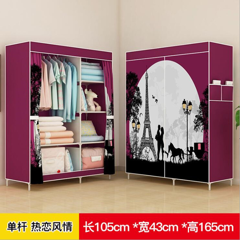 Simple wardrobe cloth wardrobe simple modern single double dormitory home Assembly storage cabinet fabric hanging wardrobe