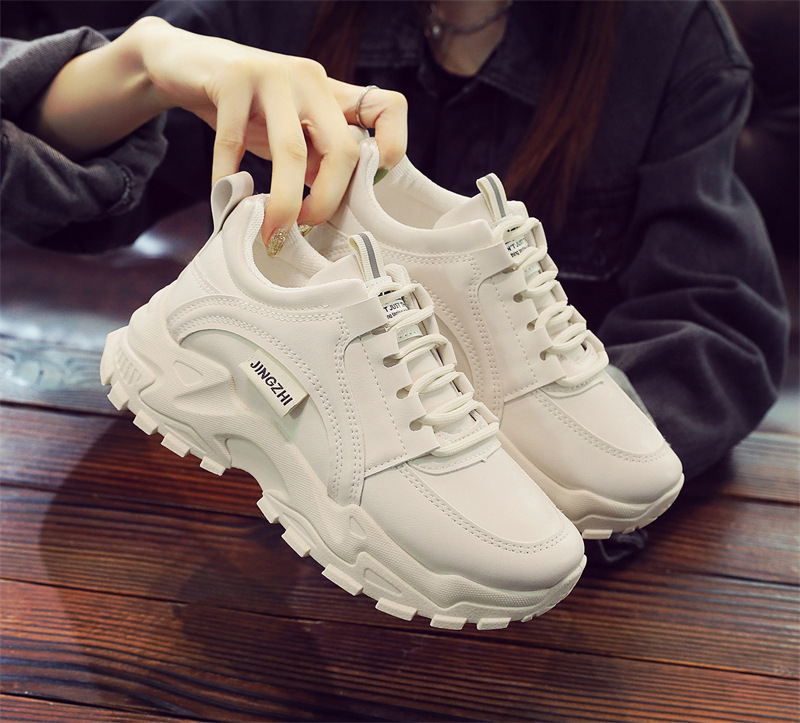 Autumn and Winter new women's shoes sports style casual leather shoes women's non-slip wear-resistant soft bottom lightweight low top white shoes popular