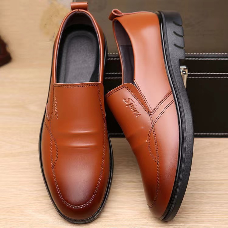 Leather shoes men's breathable casual shoes men's British style business leather shoes trendy all-match shoes men's soft bottom work shoes