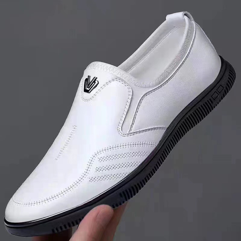 Spring and Autumn new soft surface casual leather shoes men's durable lightweight non-slip breathable business slip-on soft leather shoes