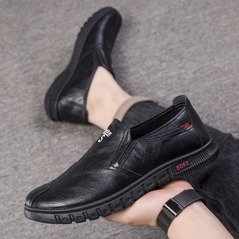 Spring new leather shoes men's business British style formal wear Korean slip-on breathable men's casual Korean leather shoes