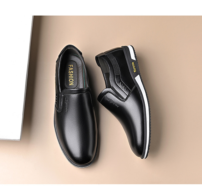 Spring new men's breathable shoes versatile casual formal wear leather shoes White shoes men's slip-on Korean style shoes