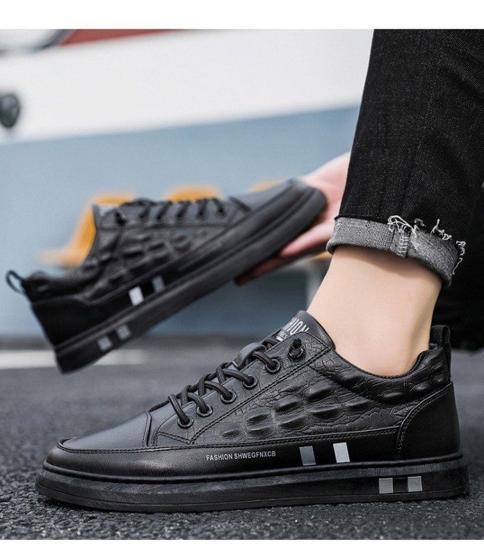 Cross-border shoes men's autumn new sports casual borad shoes breathable Men's trendy black low-top leather shoes