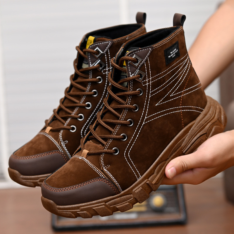 Autumn and winter New Cool full workwear men's boots trendy British style versatile fashionable high-top Korean style casual men's boots