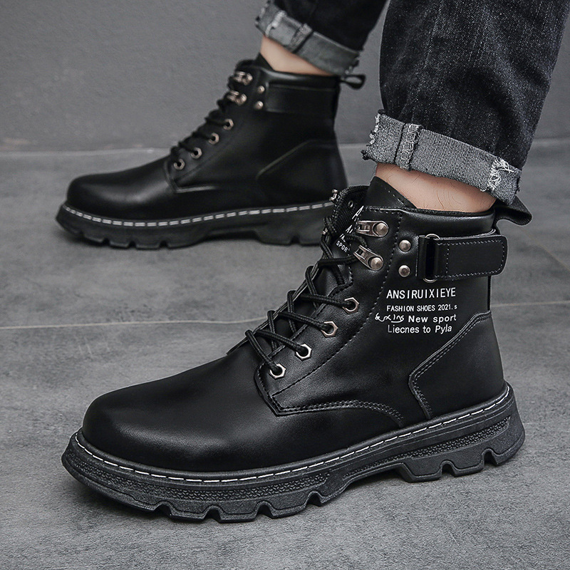 Autumn Martin boots men's Korean-style trendy high top boots retro British working wear men's boots military boots casual fashion shoes