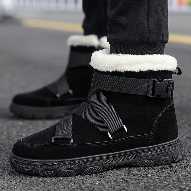 Winter snow boots men's thick warm fur cotton-padded shoes youth northeast thick bottom bread shoes plus velvet Dr. Martens Boots