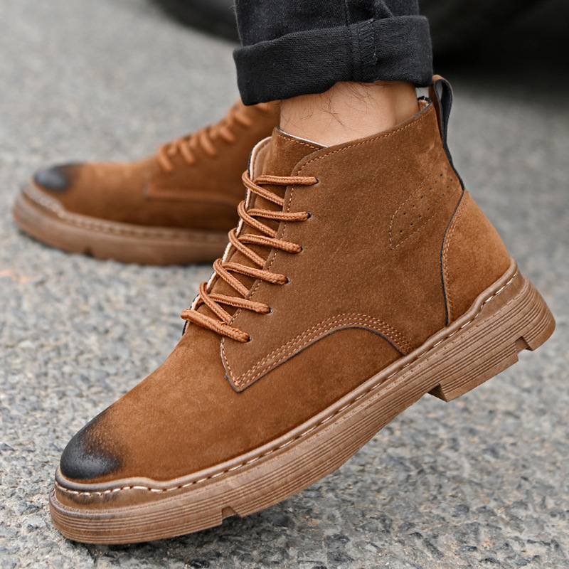 New men's shoes winter suede boots trendy workwear tactical military boots British Martin boots men's high-top snow boots