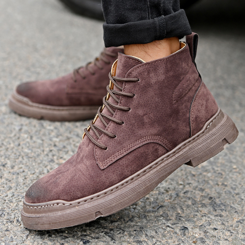 New men's shoes winter suede boots trendy workwear tactical military boots British Martin boots men's high-top snow boots