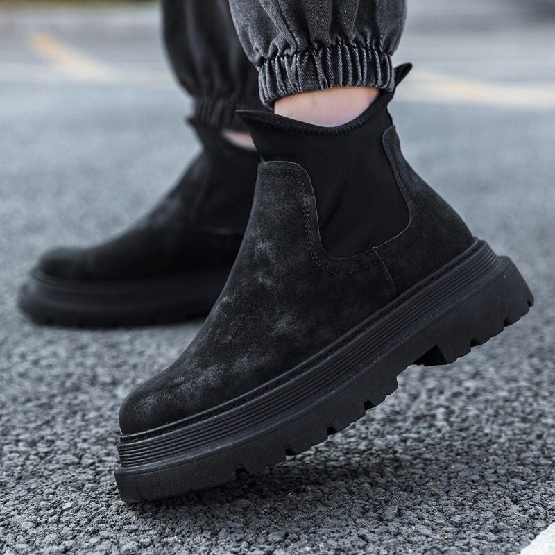 New men's shoes Dr. Martens Boots solid color clean surface high-top Korean copyright fashion haulage motor leather boots fashionable stylish outfit shoes