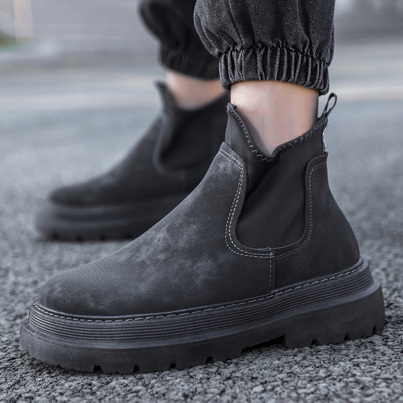 New men's shoes Dr. Martens Boots solid color clean surface high-top Korean copyright fashion haulage motor leather boots fashionable stylish outfit shoes