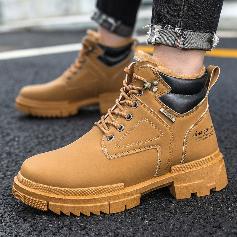Foreign trade Korean Martin boots men's winter fleece-lined thick snow boots men's high cotton-padded shoes warm work clothing men's shoes