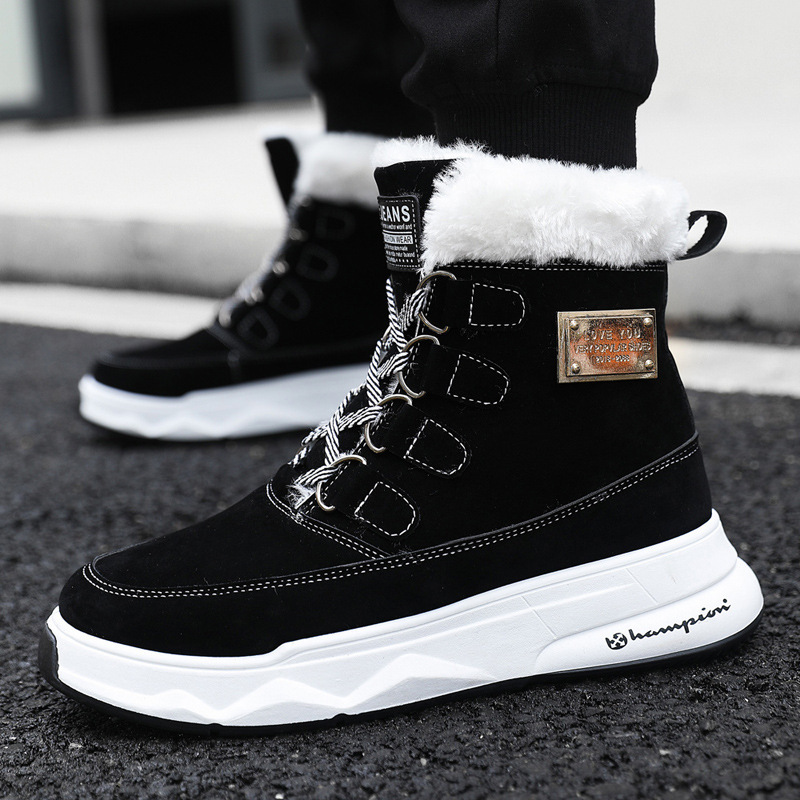 New northeast thick cotton boots fleece lined padded warm keeping platform men's shoes boots men's high-top fashion cotton shoes tide