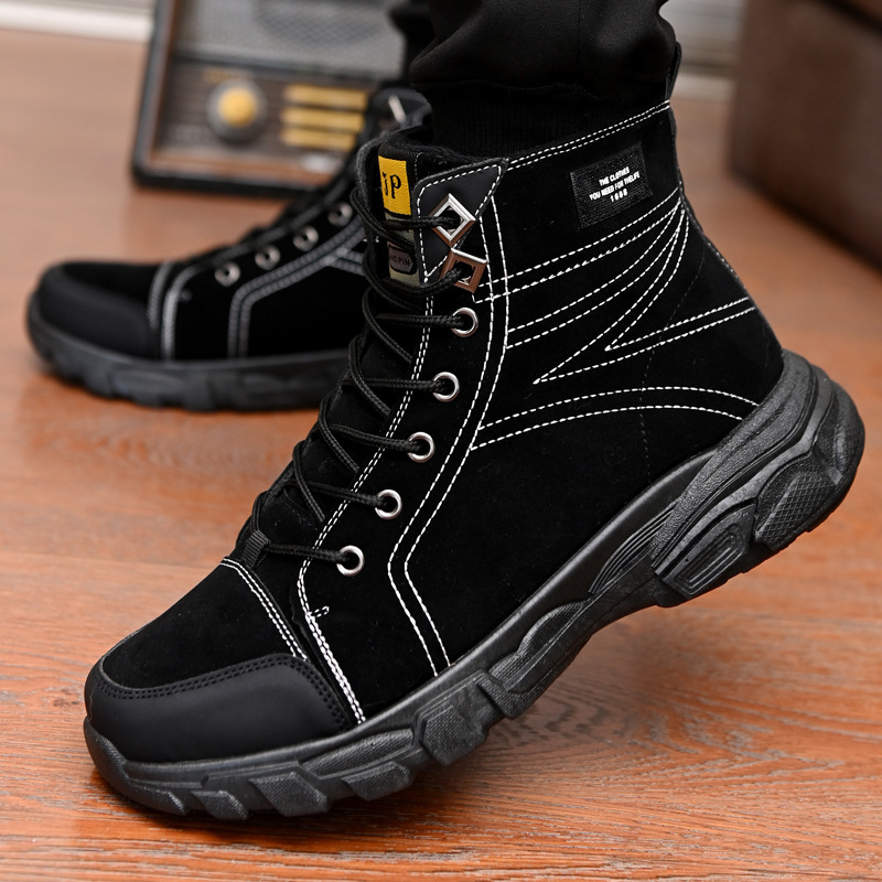 Autumn and winter New Cool full workwear men's boots trendy British style versatile fashionable high-top Korean style casual men's boots