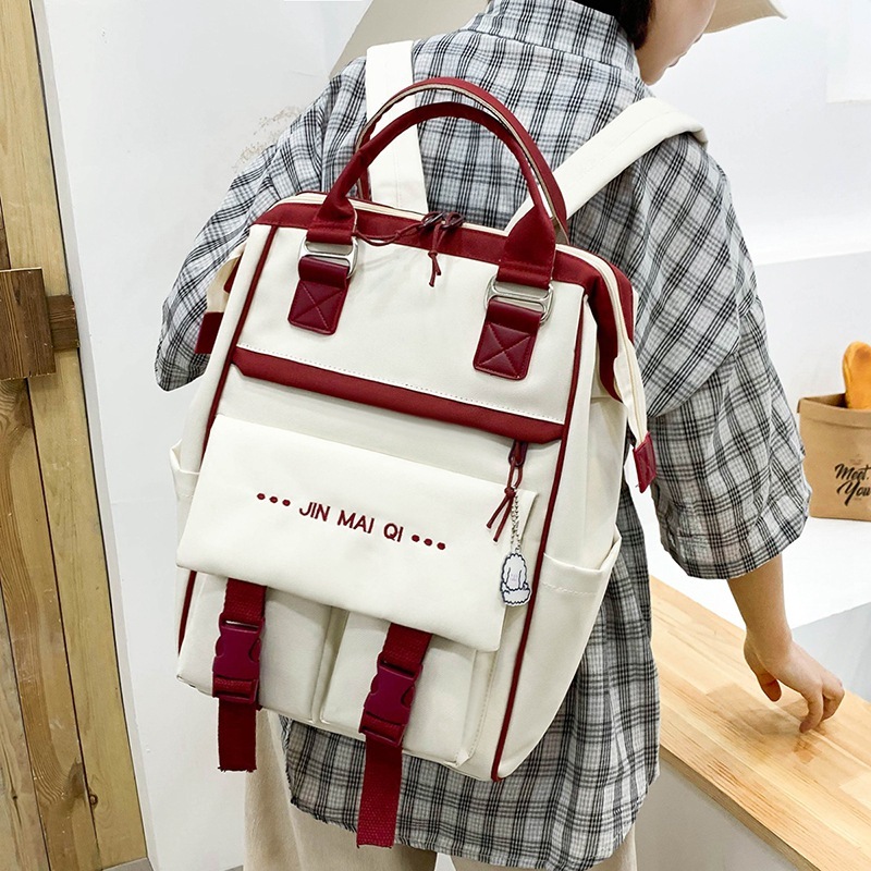 ins Mori style schoolbag women's new simple backpack Korean high school student college student four-piece backpack mummy bag