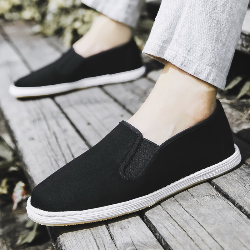 In stock wholesale summer new breathable dad driving shoes half-handmade strong cloth soles men's shoes black old Beijing cloth shoes
