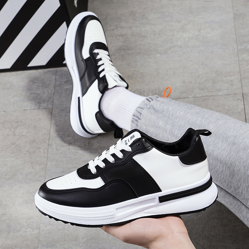 Spring new leather surface sports casual shoes lovers shoes lace-up teenagers student running shoes cross-border large size
