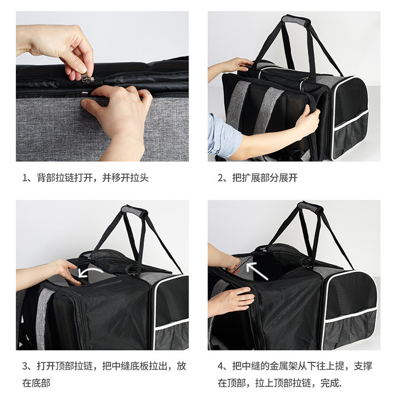 Customized cat bag extendable portable pet backpack foldable pet bag extendable dog bag breathable cat cage