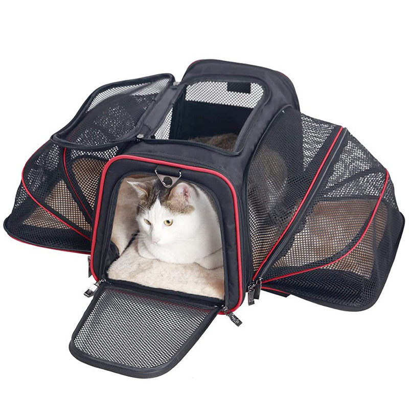 New pet bag breathable double expansion portable cat bag portable portable extendable dog bag lightweight folding cat cage