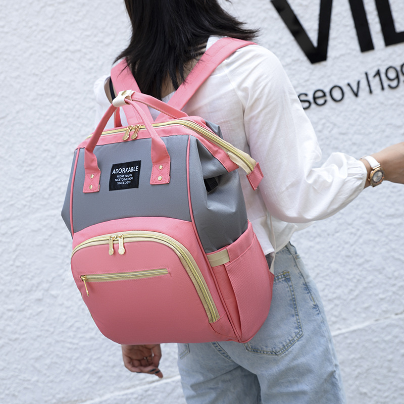 Korean style fashion new portable out Oxford cloth mummy back mother and baby backpack