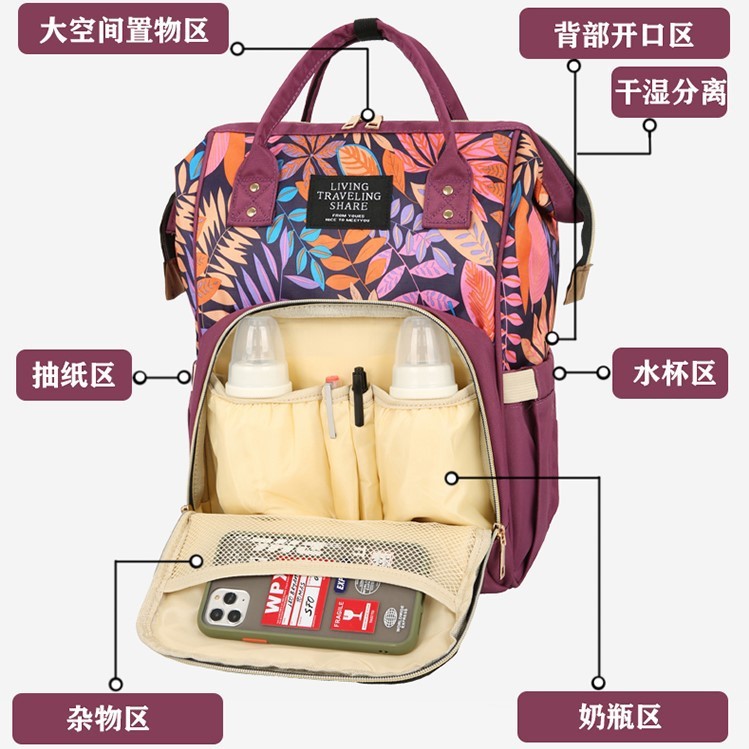 Mummy backpack new waterproof fashion personalized nylon baby buggy hook hot mom trendy baby diaper bag