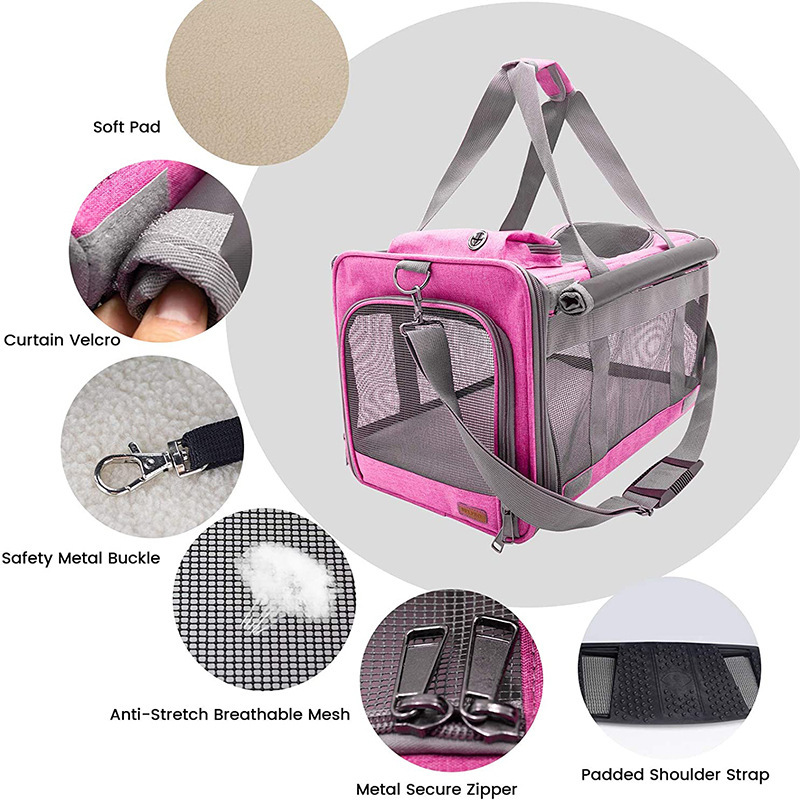 Customized Dog bag portable crossbody pet bag breathable folding large capacity portable cat bag with roller shutter cat cage