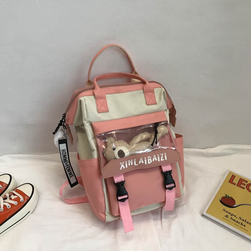 New five-piece ins schoolbag primary school girls Korean style middle school students clip mouth mummy backpack