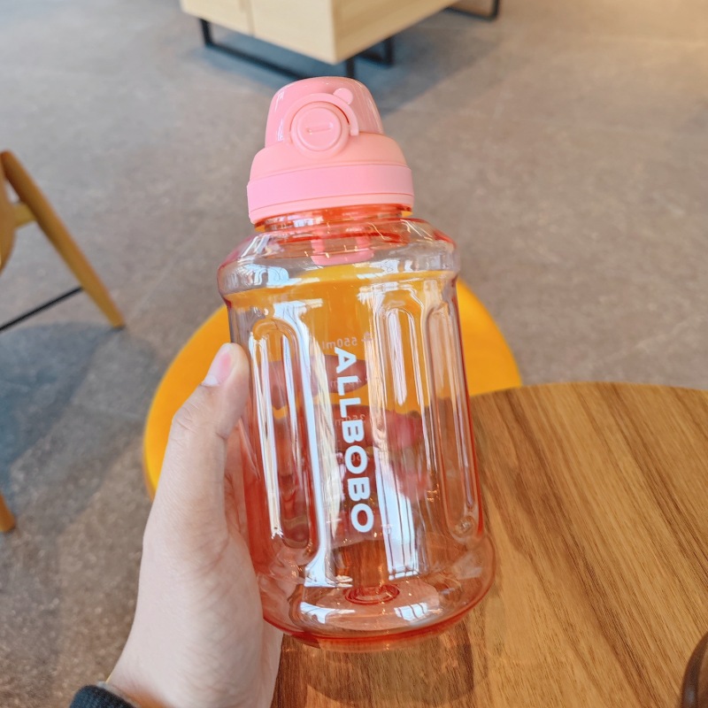 Fashion sports water Cup fitness expert straight drinking bottle portable portable plastic cup simple with scale water Cup