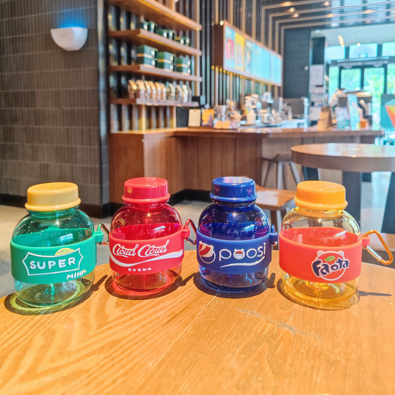 Creative small Coke bottle Cup portable mini plastic cup cute fashion student water Cup backpack hook Cup wholesale