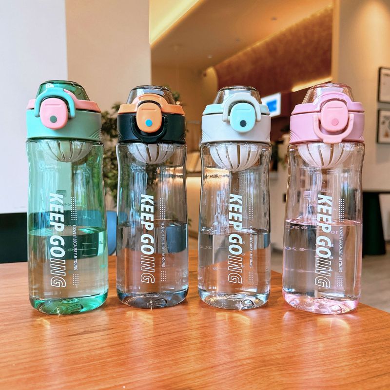 New sports sports bottle fashion simple transparent plastic cup direct drinking cup with strainer with scale student Cup