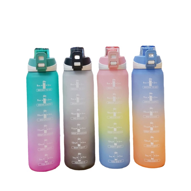 New fashion large capacity outdoor frosted plastic cup gradient sports portable kettle colorful space drinking cup