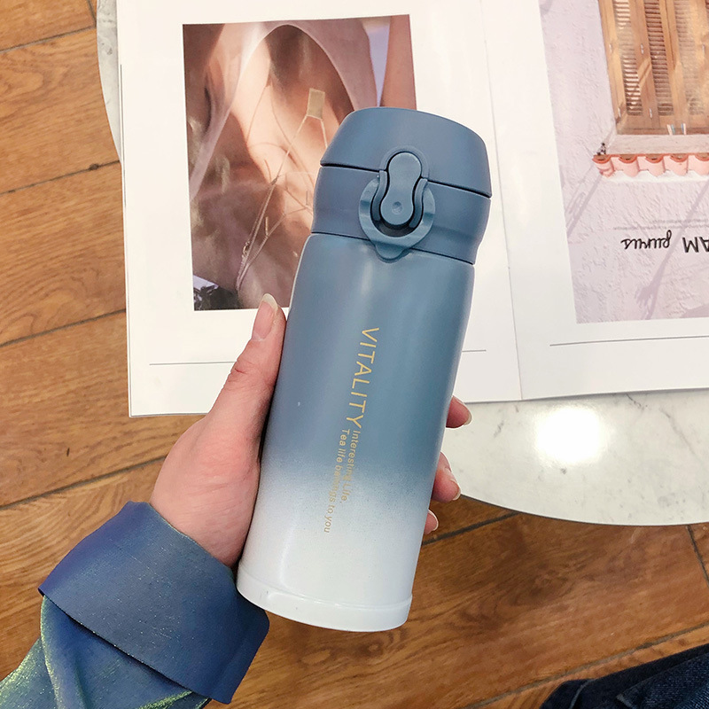 Factory Direct fashion spring cover thermos cup Internet celebrity stainless steel water Cup fashion gradient color portable cup couple's cups